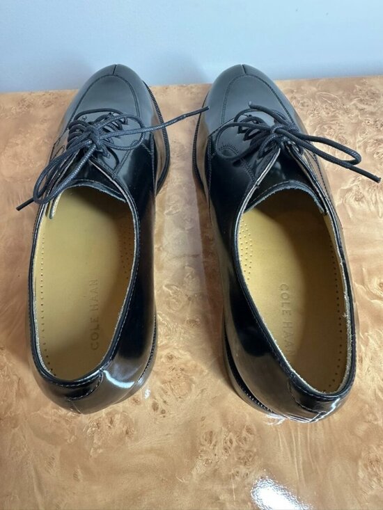 NEW Cole Haan Black Patent Leather Derby Dress Shoes Apron Toe Lace Up 10.5 EE main image 9